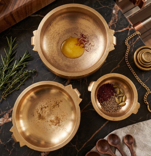 Antique Bronze Urli Set of 3 | Decorative Metal Bowls | Made in 1969