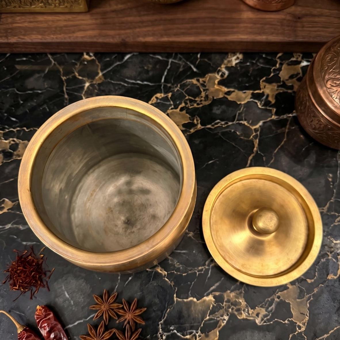 Antique Peetal Storage Box | Premium Brass Lidded Container | Made in 1980