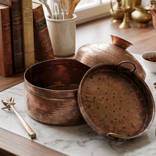 Antique Tamra Modak Patra | Premium Copper Cooking Vessel | Made in 1970 - Bombay Antiques