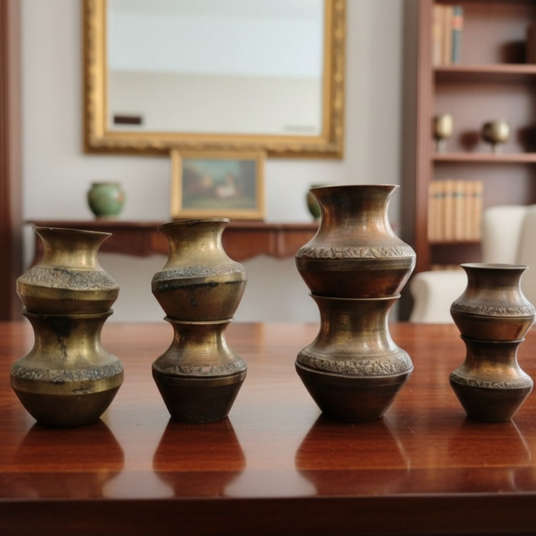 Very Rare Antique Miniature Pot Set of 12 | Premium Small Decorative Collectibles | Made circa 1960 - Bombay Antiques