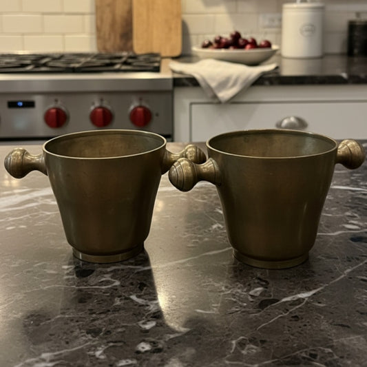 Antique Peetal Planter Pair with Handles | Premium Brass Decorative Planters | Made in 1968 - Bombay Antiques