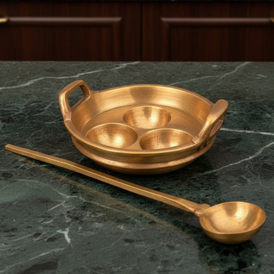 Antique Peetal Appam Maker with Ladle | Brass Appam Pan Cooking Set | Made in 1960