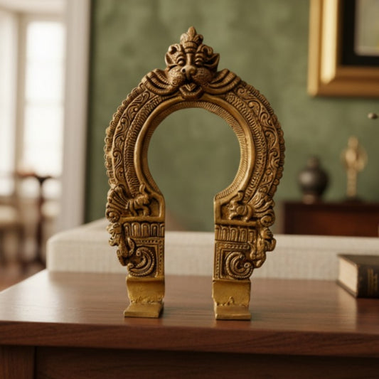 Antique Peetal Engraved Prabhavali | Brass Decorative Arch Frame Showpiece | Made in 1965