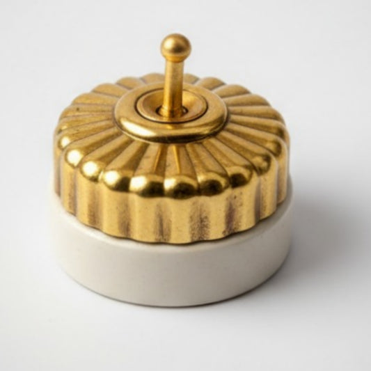 Vintage Peetal Switch and Socket Set | Vintage Brass Toggle Switch and Socket Set of Three