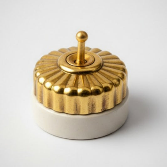 Vintage Peetal Switch and Socket Set | Vintage Brass Toggle Switch and Socket Set of Four
