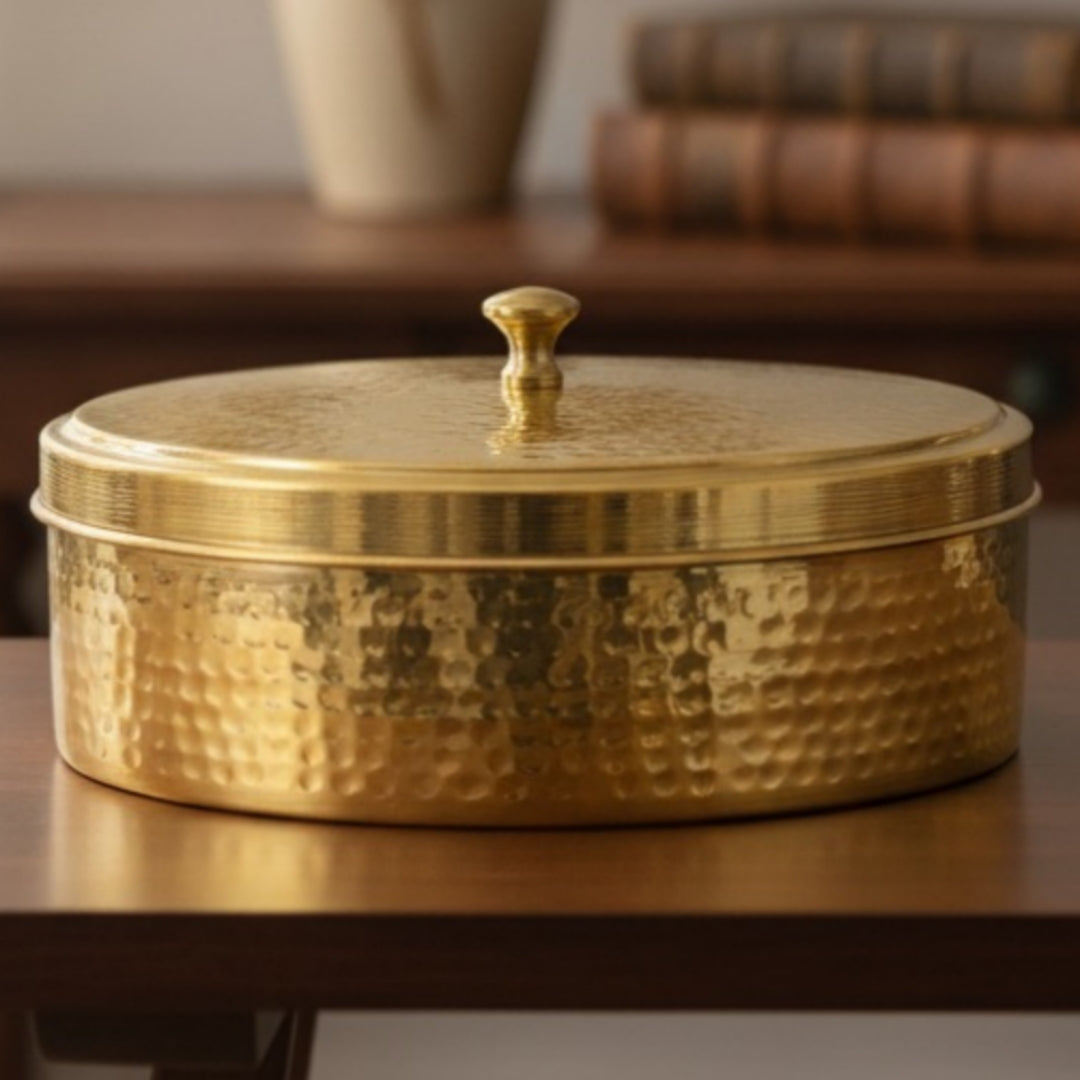 Premium Brass Masala Box – Big Size | Pure Brass Spice Storage Container | Brand New