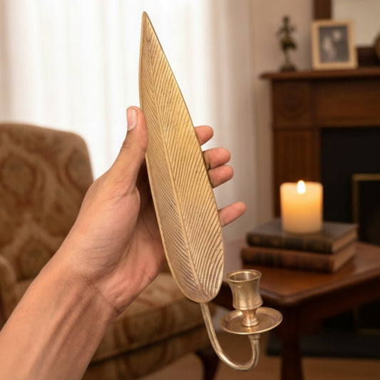 Antique Peetal Wall Hanging Leaf Candle Holder Set | Pure Brass Decorative Wall Décor Collection | Made in 1968