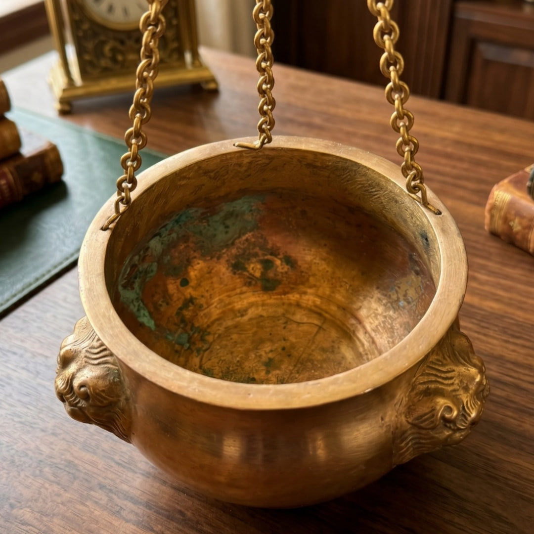 Antique Peetal Hanging Pot | Pure Brass Hanging Planter and Decorative Vessel | Made in 1970