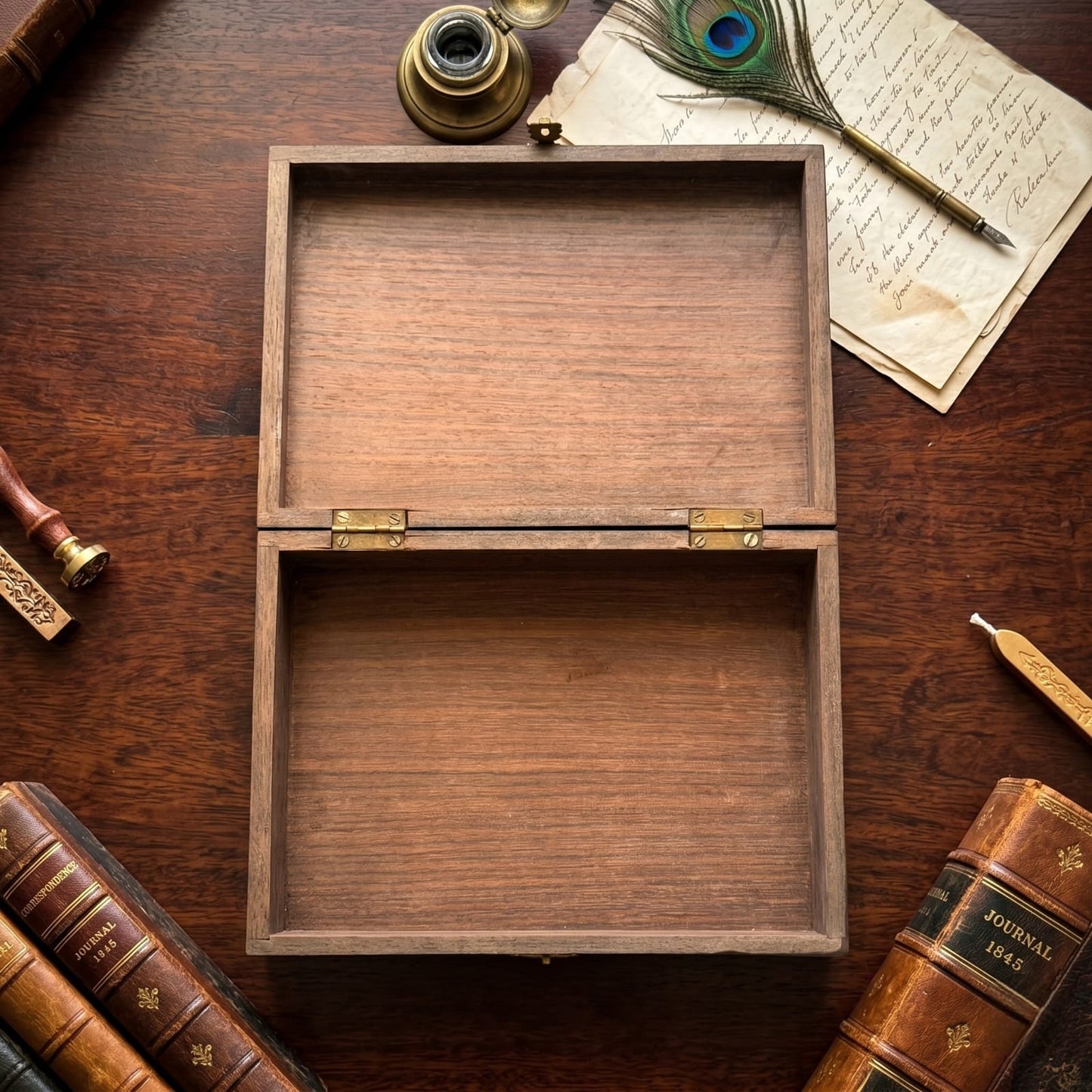 Antique Rosewood Engraved Lock Box | Traditional Wooden Storage & Keepsake Chest | Made in 1988