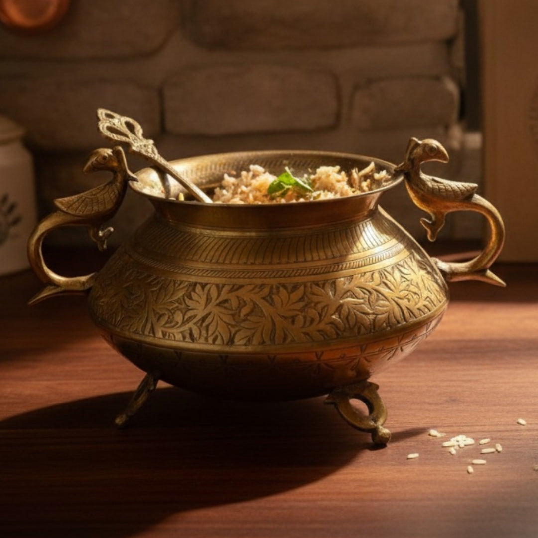 Antique Peetal Engraved Pot | Pure Brass Decorative and Utility Vessel | Made in 1970
