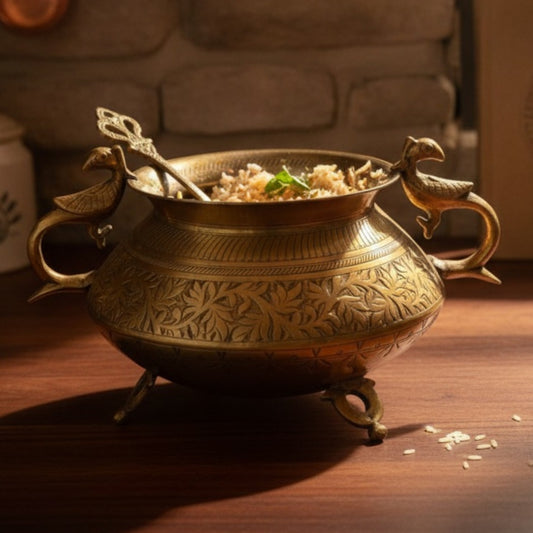 Antique Peetal Engraved Pot | Pure Brass Decorative and Utility Vessel | Made in 1970