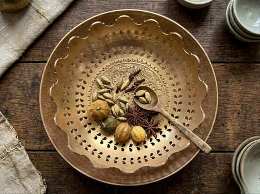 Antique Peetal Engraved Décor Bowl Pair | Pure Brass Decorative Bowls | Made in 1970 - Bombay Antiques