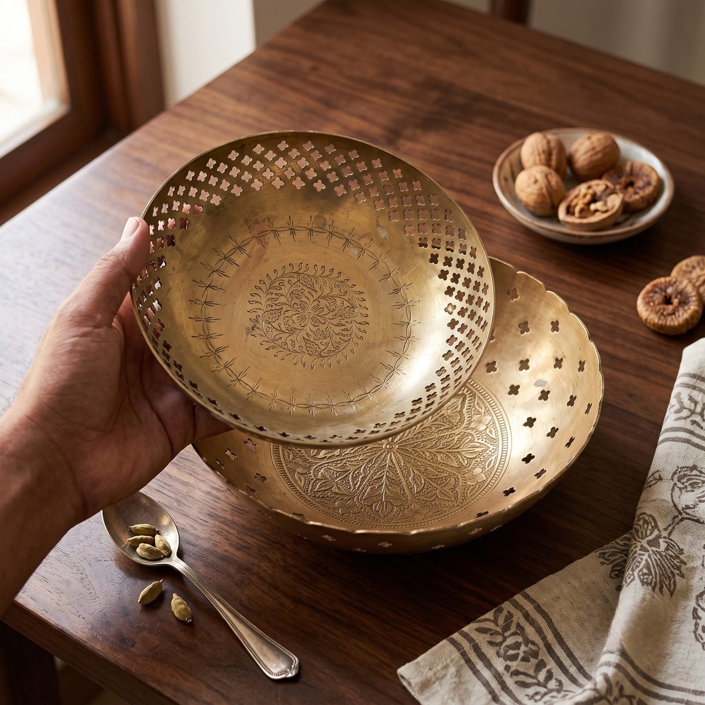 Antique Peetal Decor Bowl Pair | Pure Brass Decorative Bowls | Made in 1970