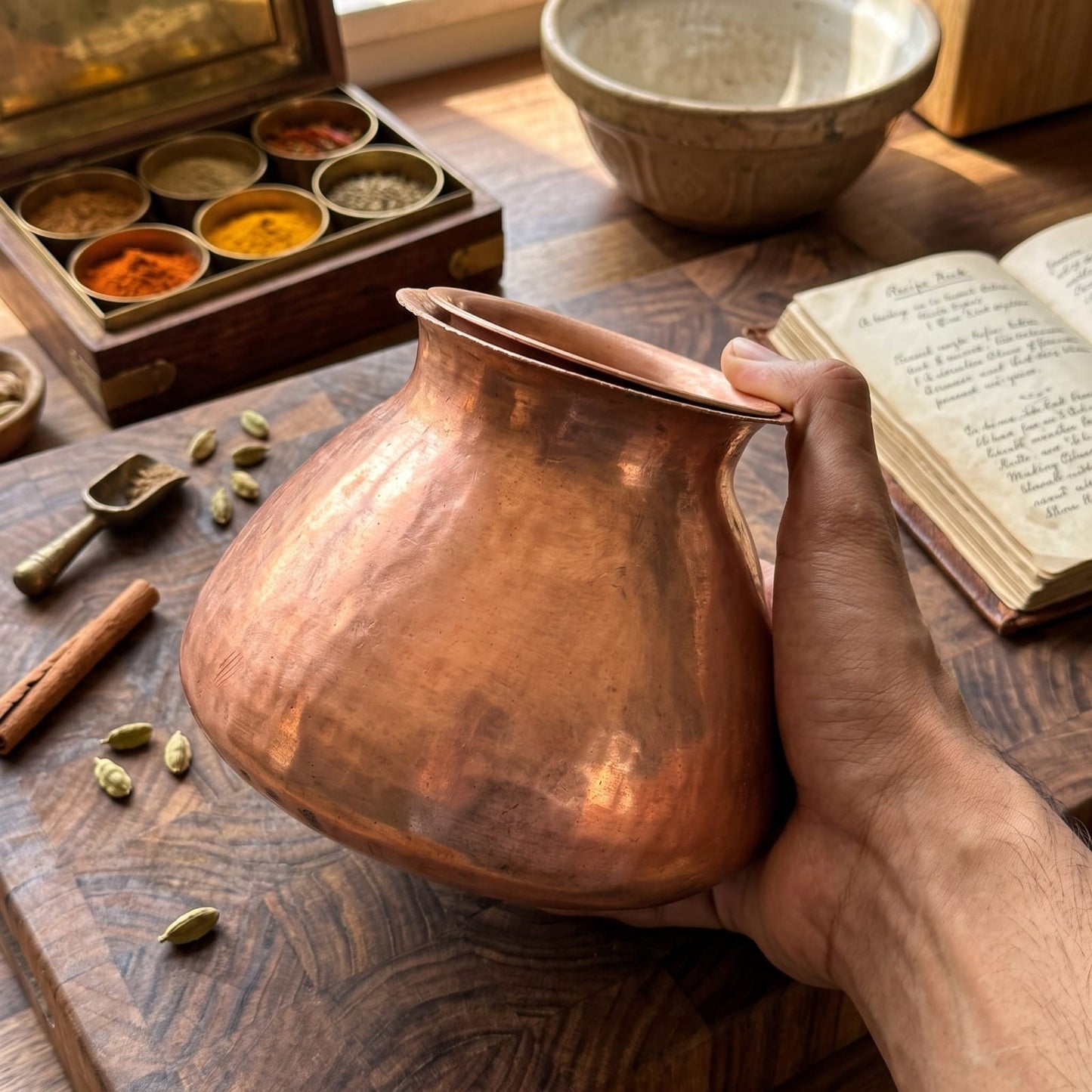 Antique Tamba Kalash with Pyala | Pure Copper Water Vessel Set | Made in 1969