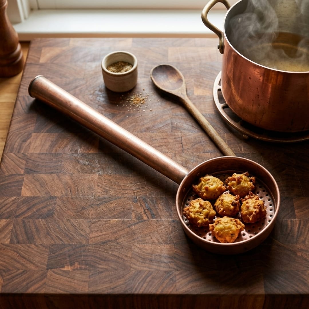 Antique Copper Skimmer Spoon | Traditional Cooking Utensil | Made in 1978