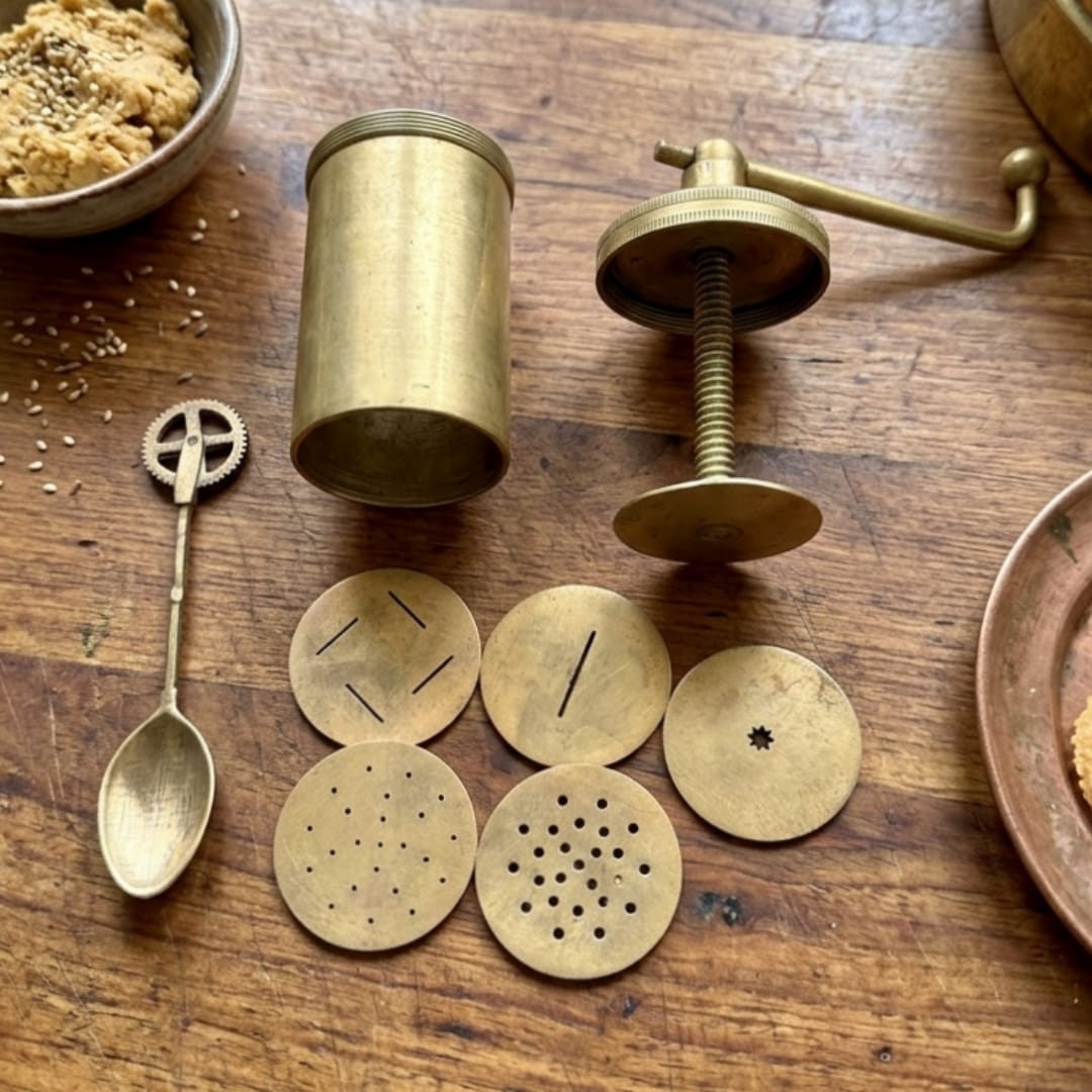 Antique Peetal Chakali Maker | Pure Brass Traditional Snack Press | Made in 1978