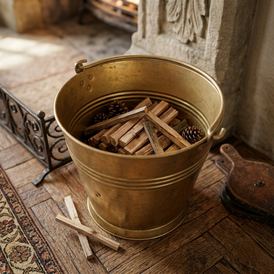 Antique Brass Traditional Bucket | Heavy-Gauge Multi-Purpose Decorative Vessel | Made in 1989 - Bombay Antiques
