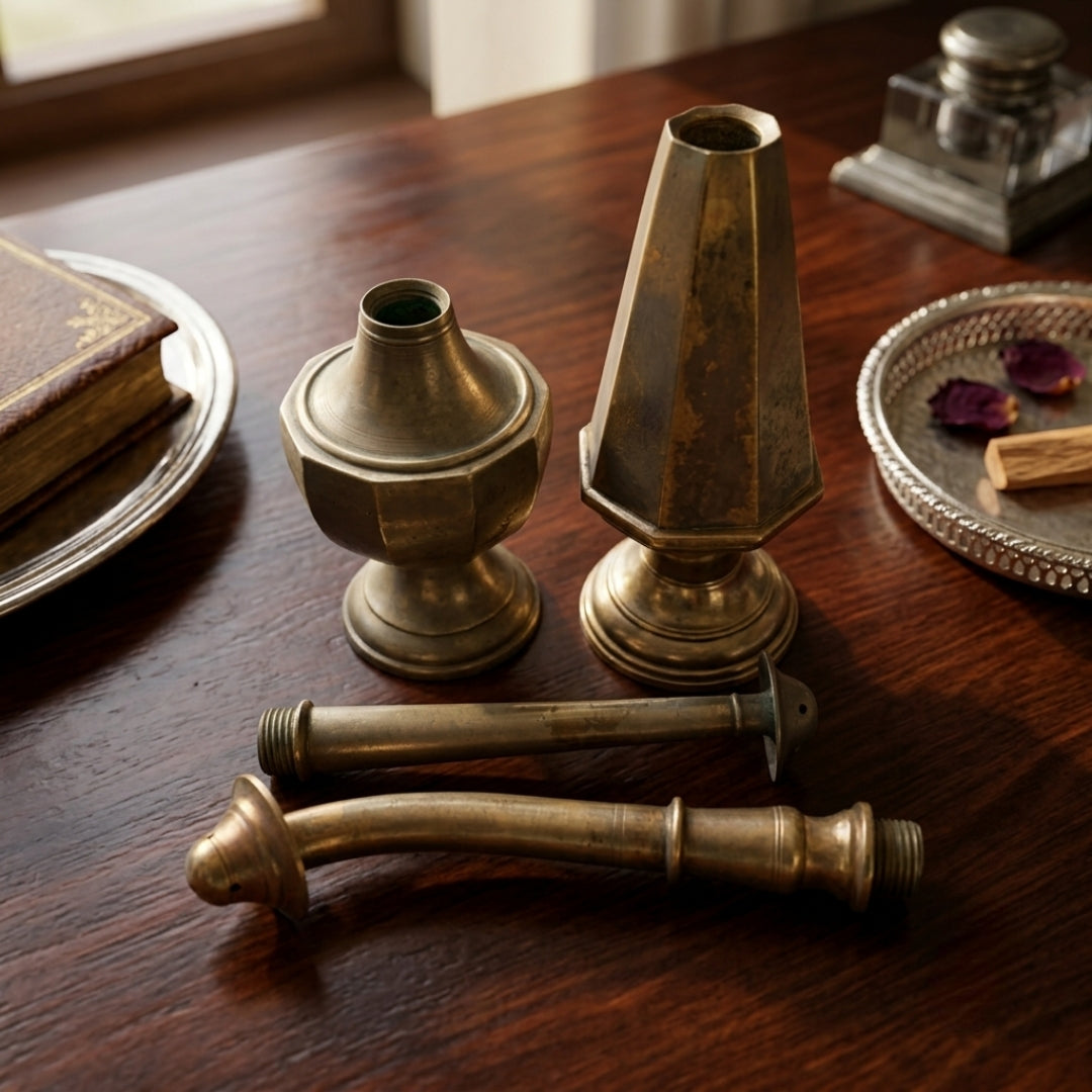 Antique Brass Rose Water Sprinklers Pair | Traditional Gulabpash Set | Made in 1971