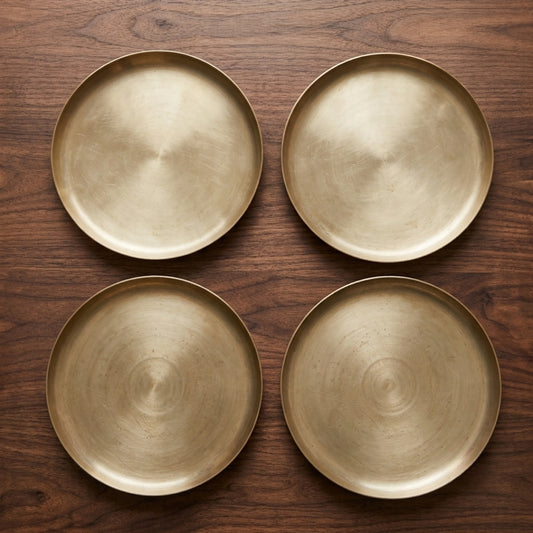 Antique Bronze Dining Plates Set of 4 | Traditional Dinnerware Set | Made in 1979