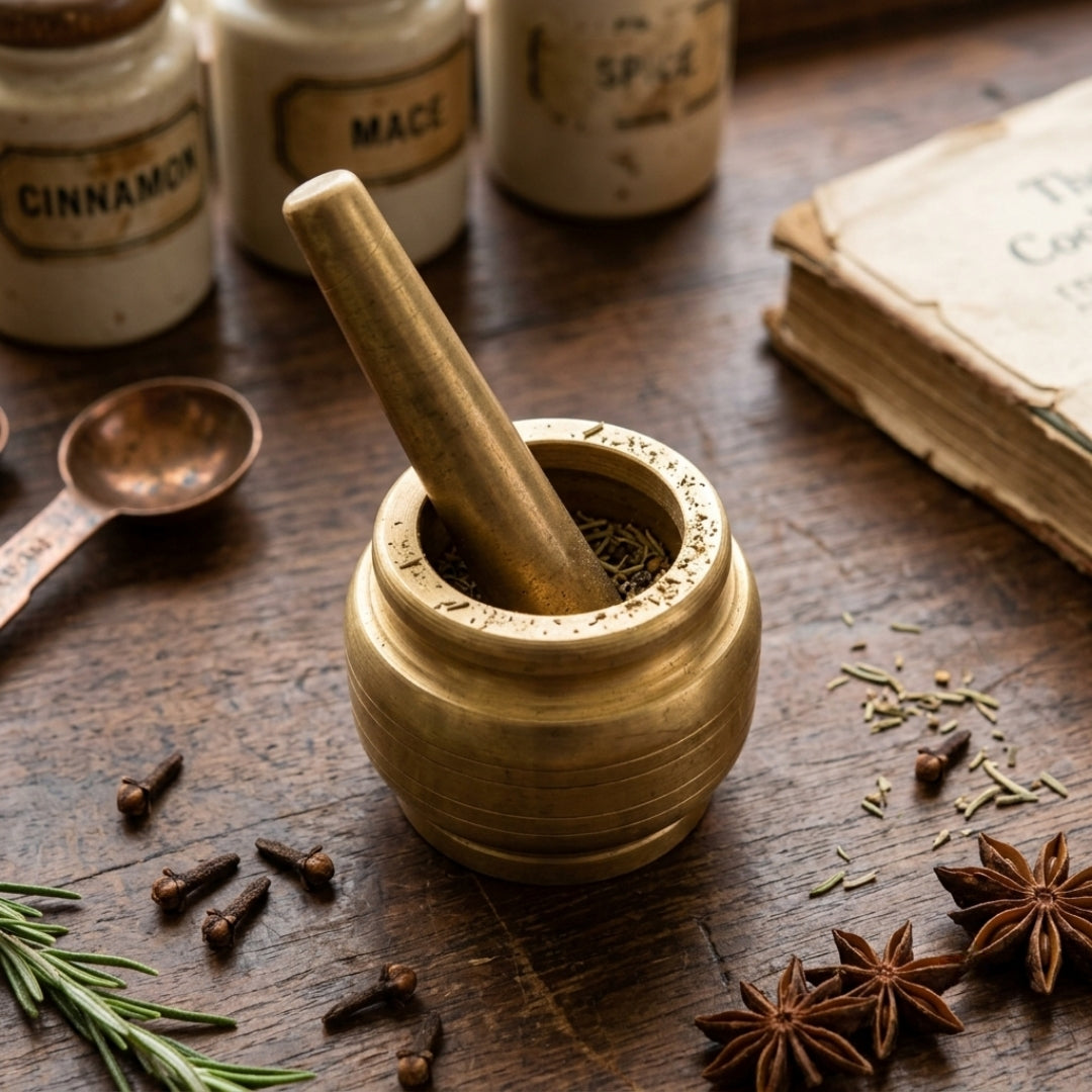 Antique Brass Small Khalbatta Set | Traditional Mortar and Pestle | Made in 1970