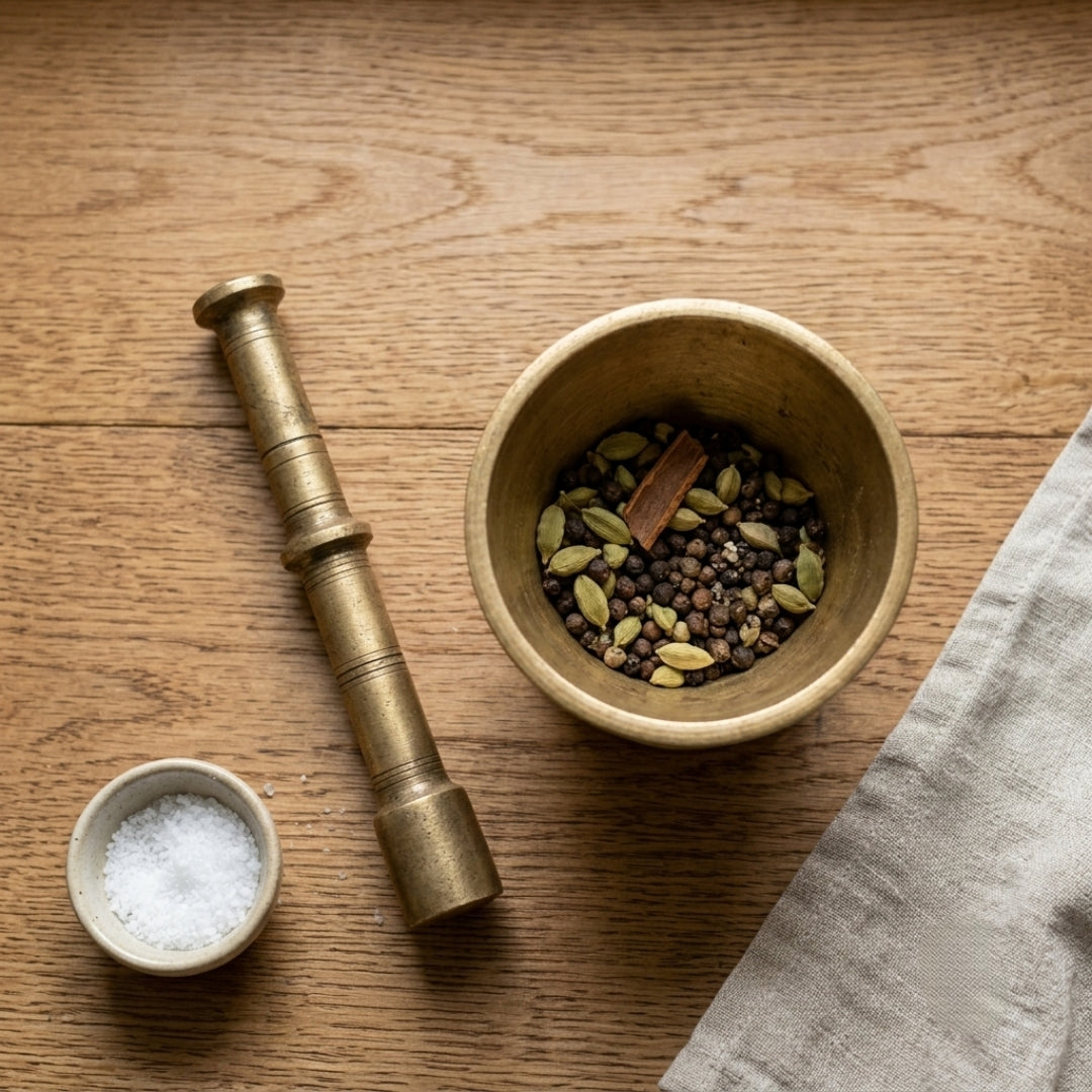 Antique Brass Small Khalbatta | Traditional Mortar and Pestle Set | Made in 1977