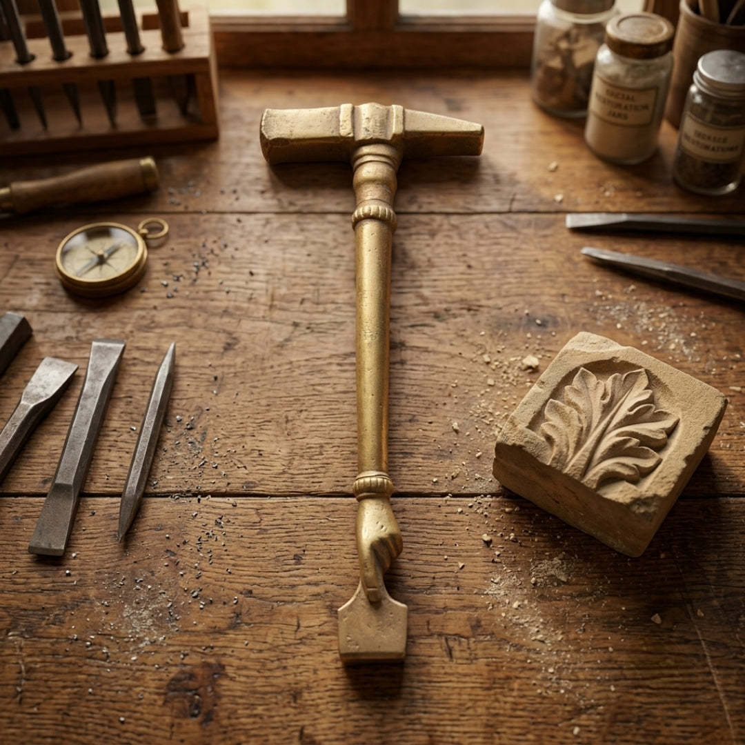 Antique Brass Engraved Hammer | Traditional Decorative Tool Accent | Made in 1970
