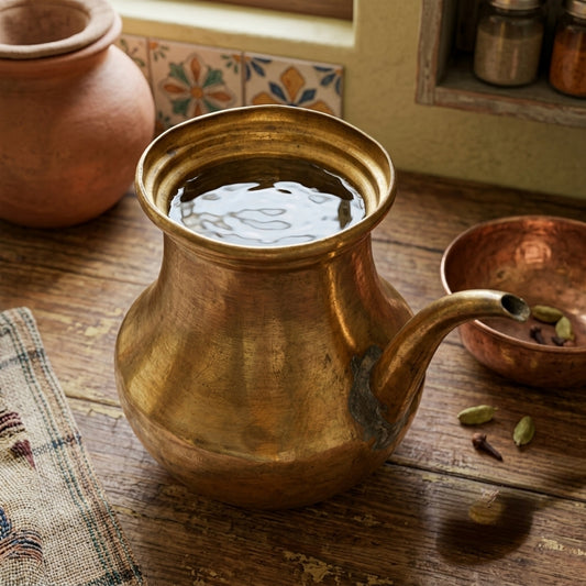 Antique Brass Kamandal | Traditional Spouted Ritual Water Pot | Made in 1980