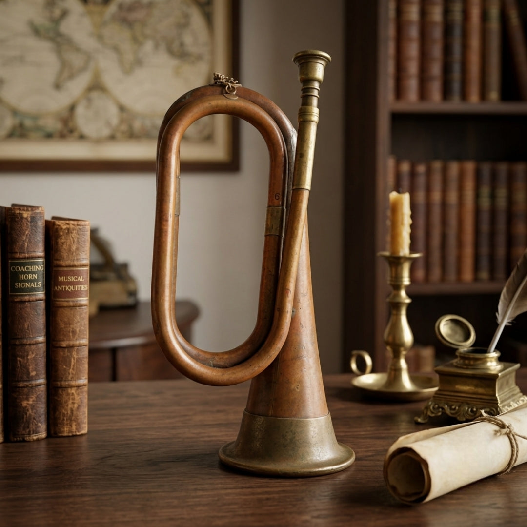 Antique Brass Bugle | Decorative Brass Instrument | Made in 1970