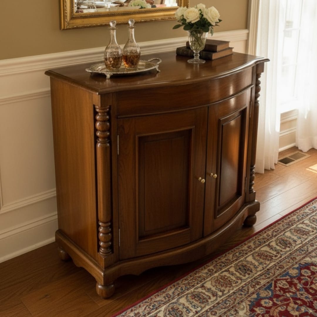 1994 Antique Teakwood Storage Cabinet | Wooden Console Cabinet