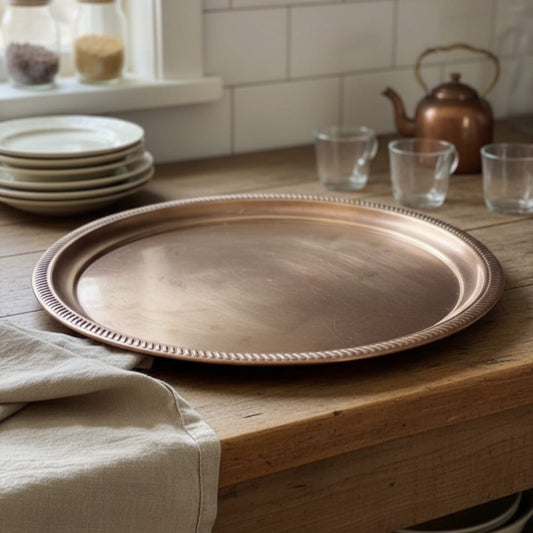 1981 Antique Brass Large Thaal | Heavy Brass Serving Plate