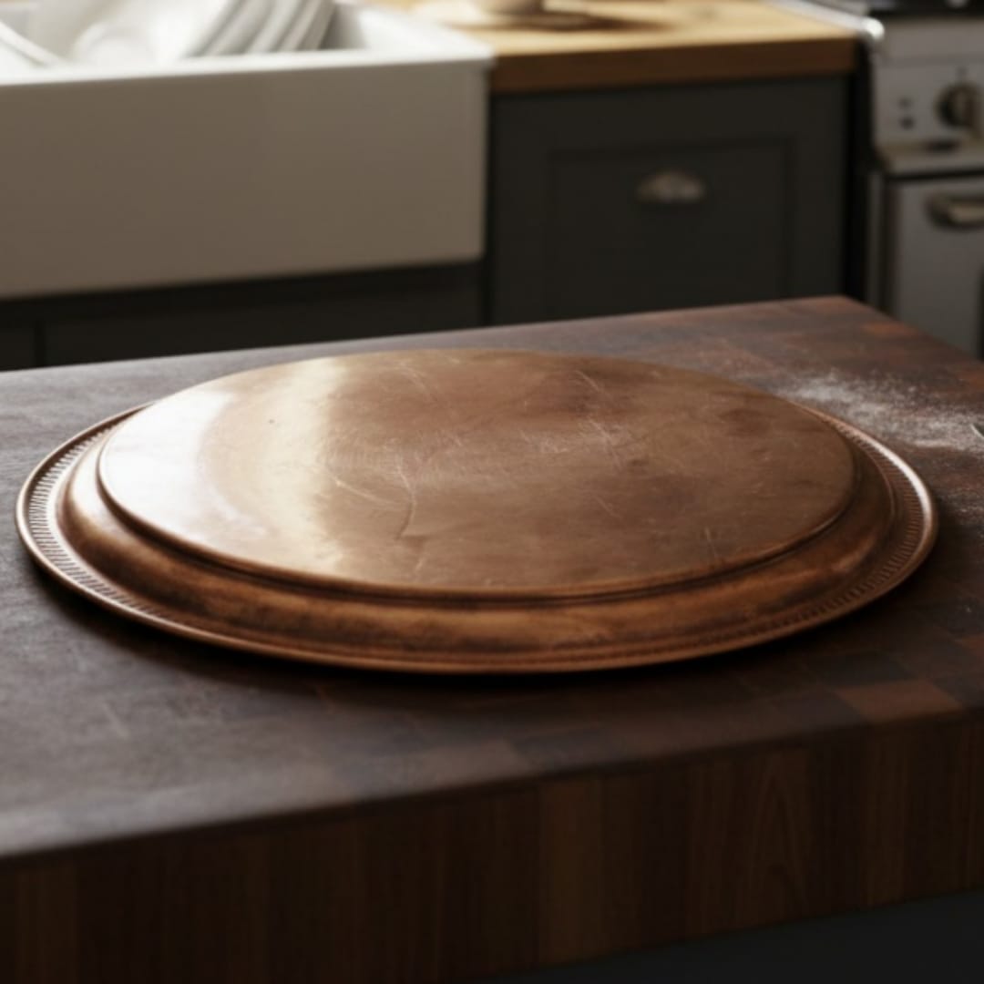 1981 Antique Brass Large Thaal | Heavy Brass Serving Plate