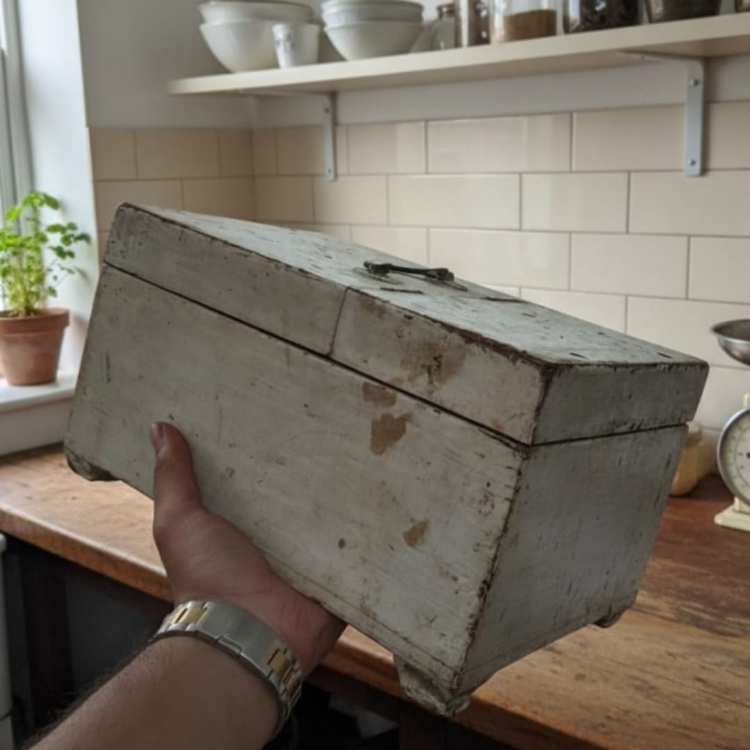 1950 Antique Teakwood White Makeup Box | Rare Traditional Wooden Makeup Storage Box