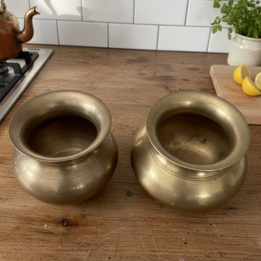 1978 Antique Bronze Kalash in Pair | Traditional Bronze Storage Vessels