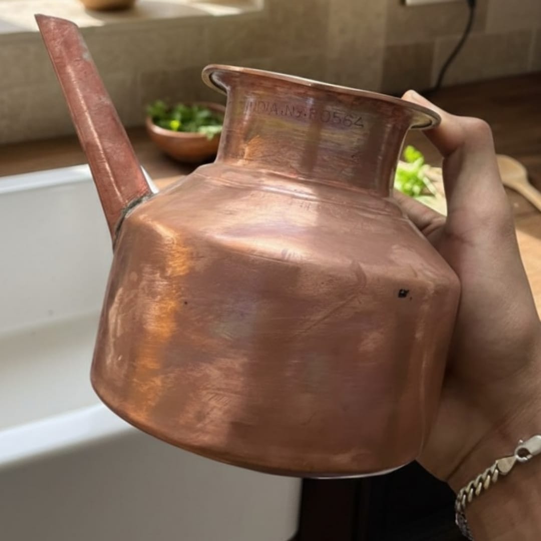 1978 Antique Copper Kalash and Kamandal Pair | Traditional Copper Vessels