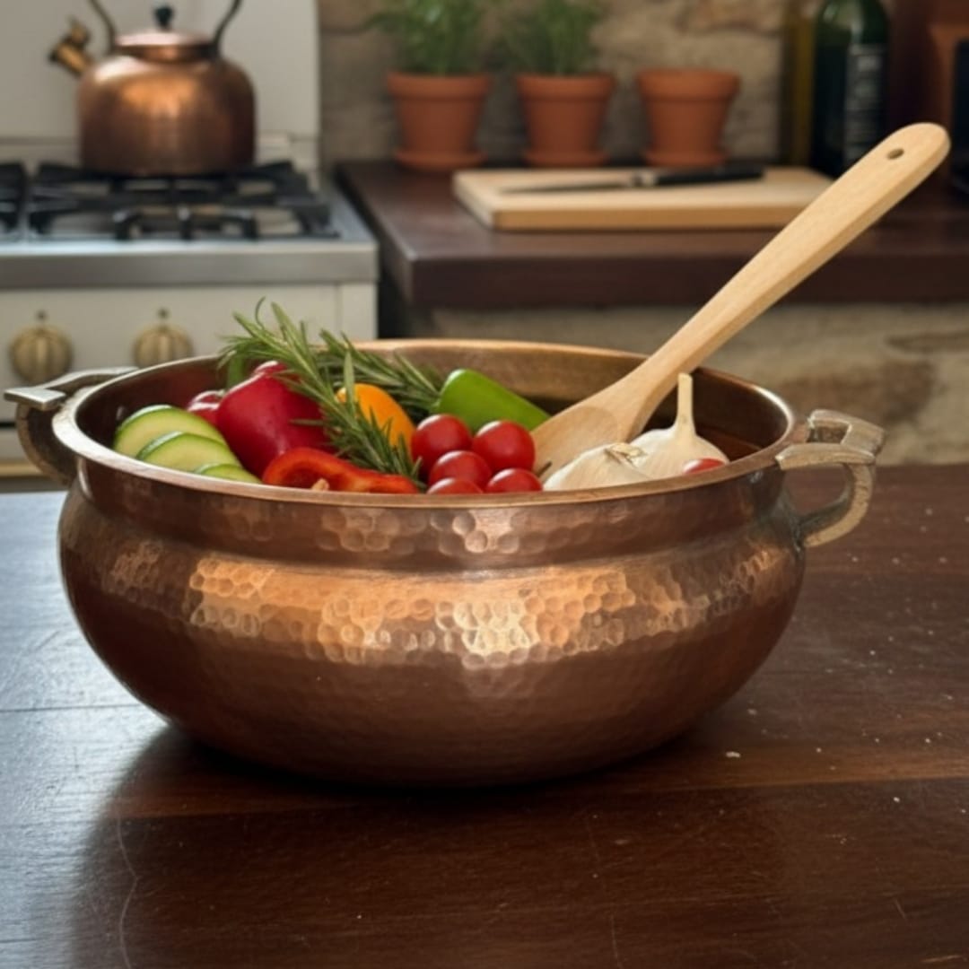 1982 Antique Brass Big Urli | Decorative Brass Centerpiece Bowl - Bombay Antiques