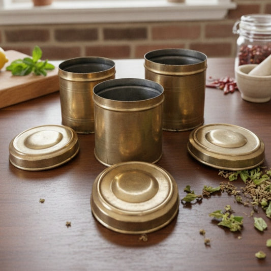 Antique Brass Storage Set of 3 | Traditional Kitchen & Décor Collection