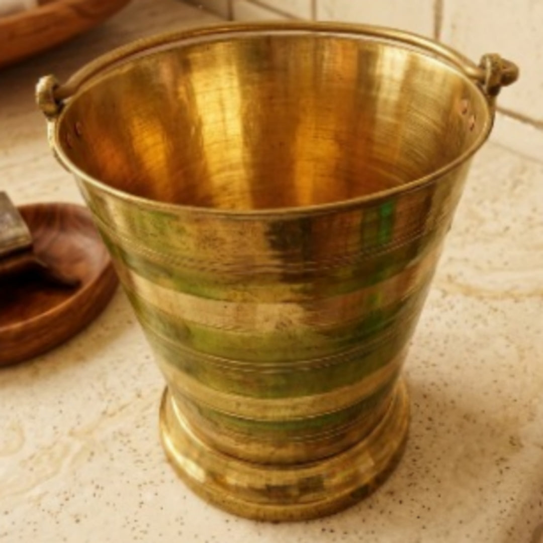 New Brass Bucket in Vintage Style - 10 litres Baltee - Bombay Antiques