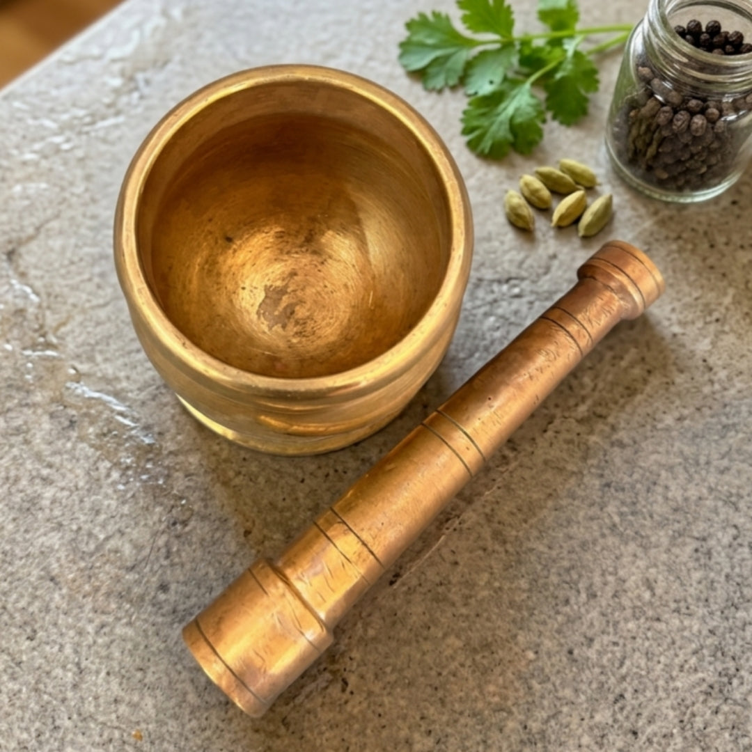 Antique Peetal Khalbatta | Pure Brass Mortar and Pestle | Made in 1975