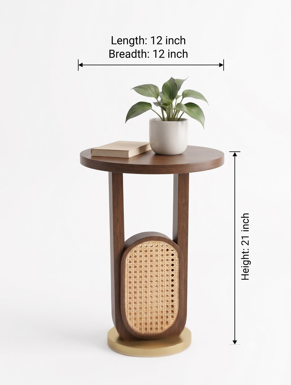 Teakwood Side Table with Cane Work | Decorative Wooden Accent Table