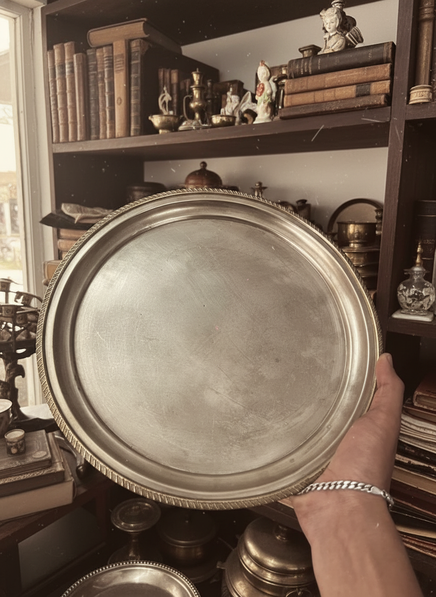 1985 Antique Brass Plate Set | Pair of Decorative Brass Plates