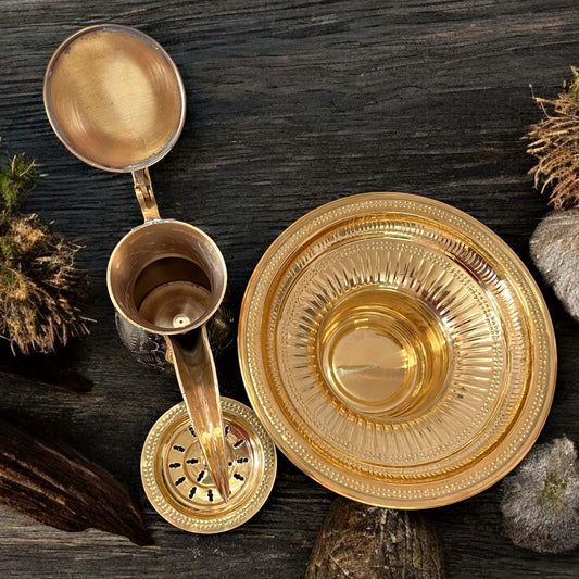 Brand New Brass Hand Wash Jug Set | Pital Traditional Bathware | Chilamchi Barni