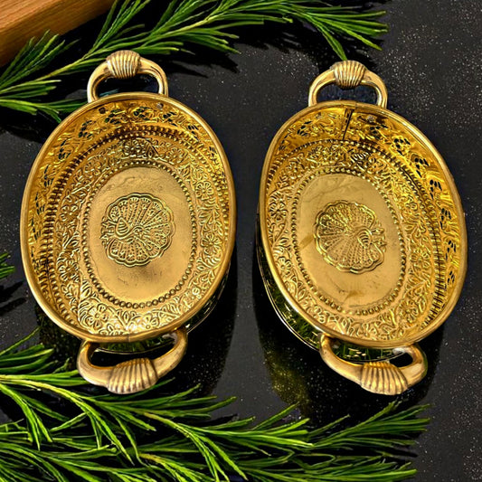 Antique Brass Basket Pair | Traditional Kitchen & Table Décor