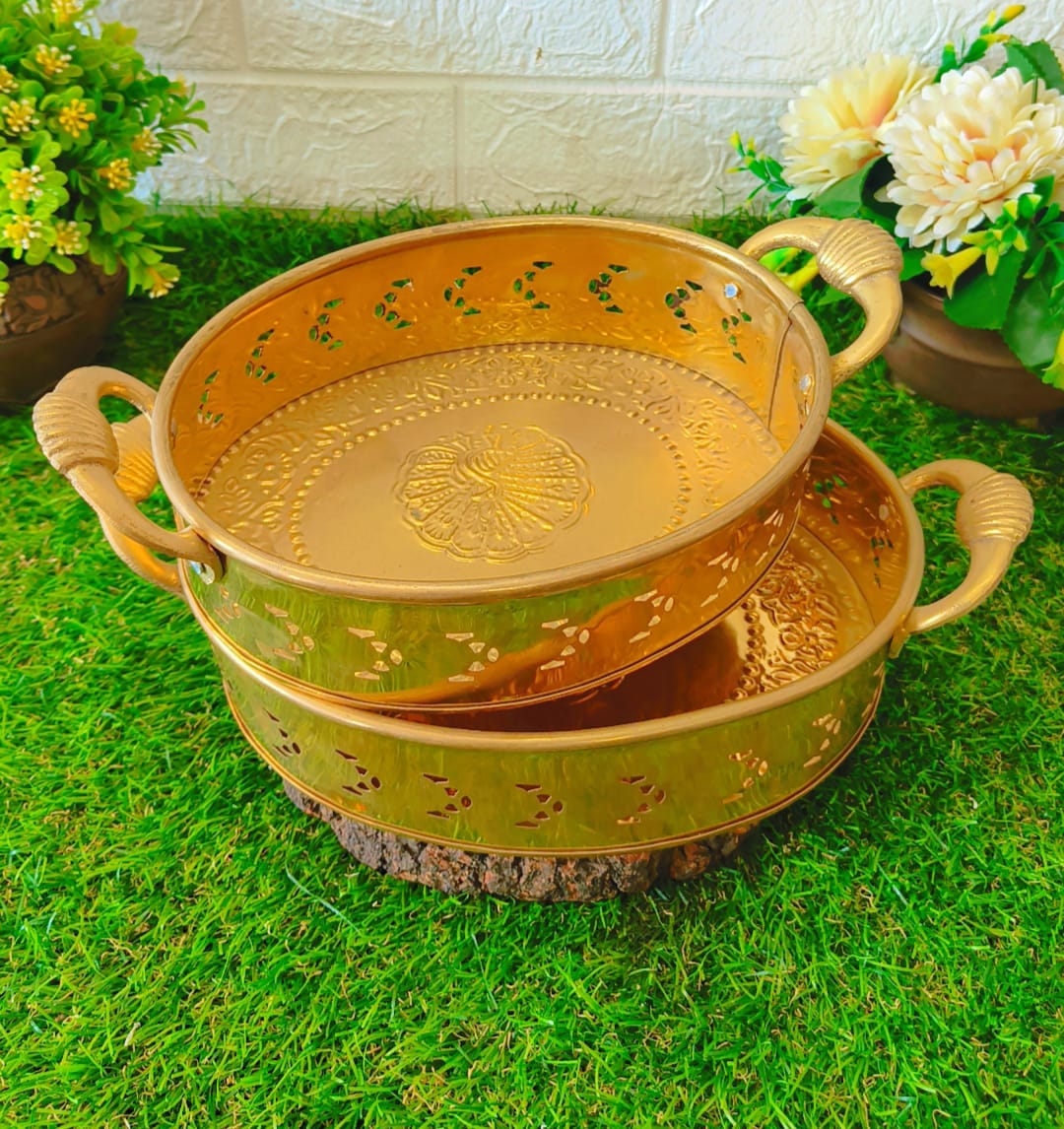New Brass Basket in Pair - In Vintage Style