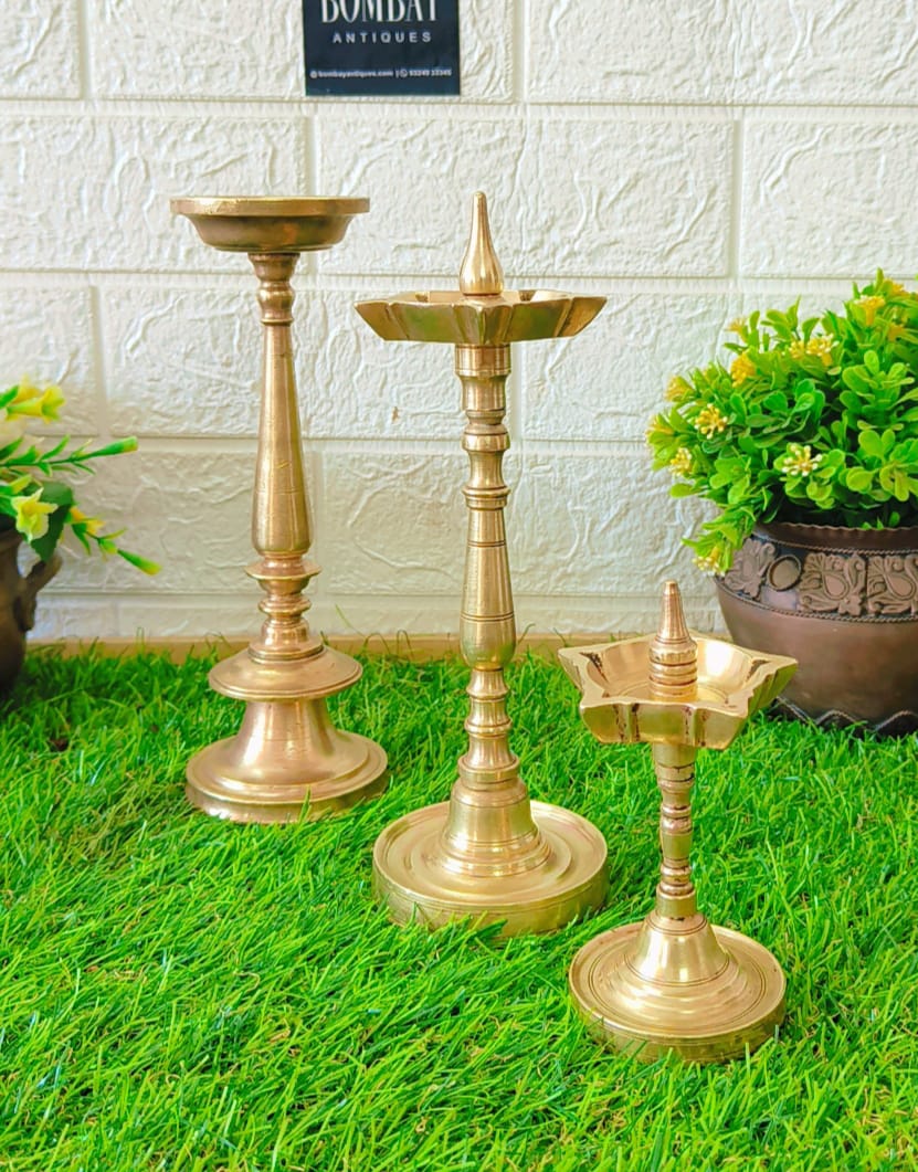 Antique Brass Samay Set of 3 - Oil Lamps