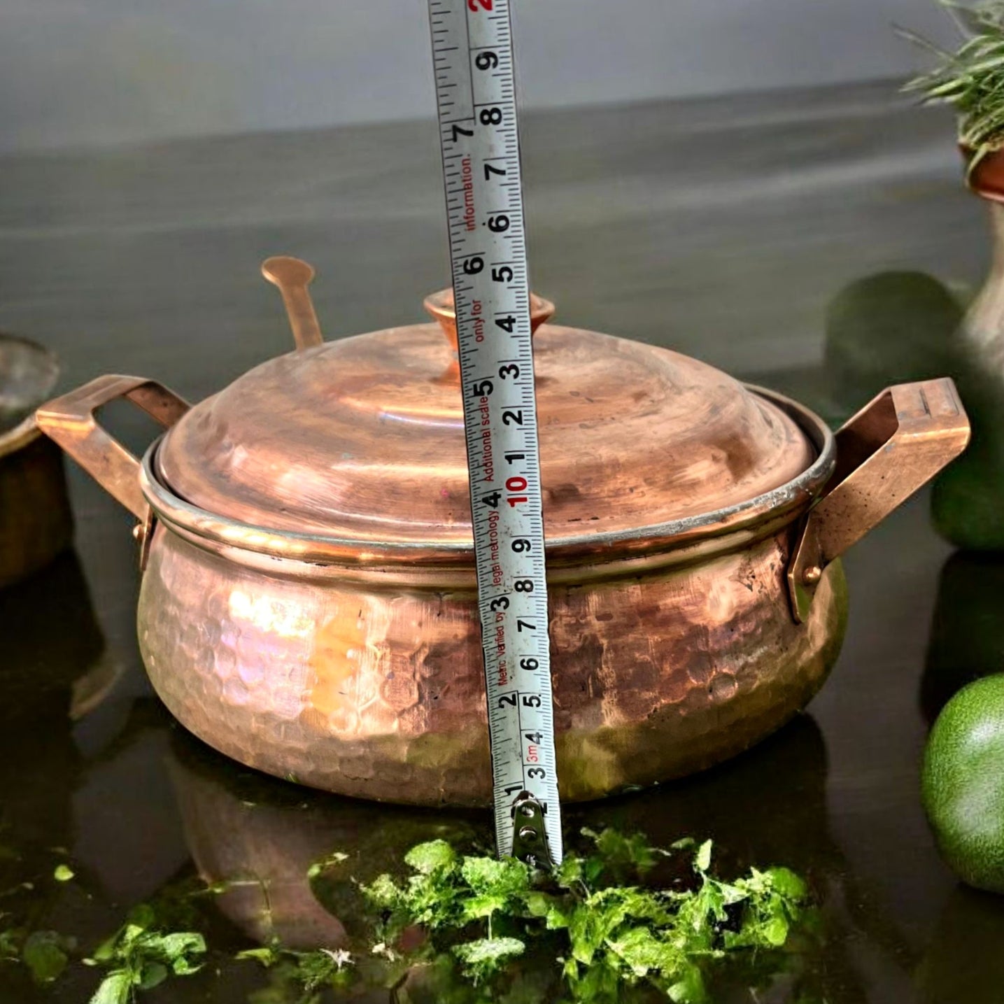 1980 Antique Copper Deg with Spoon & Lid | Traditional Kitchen & Dining Décor