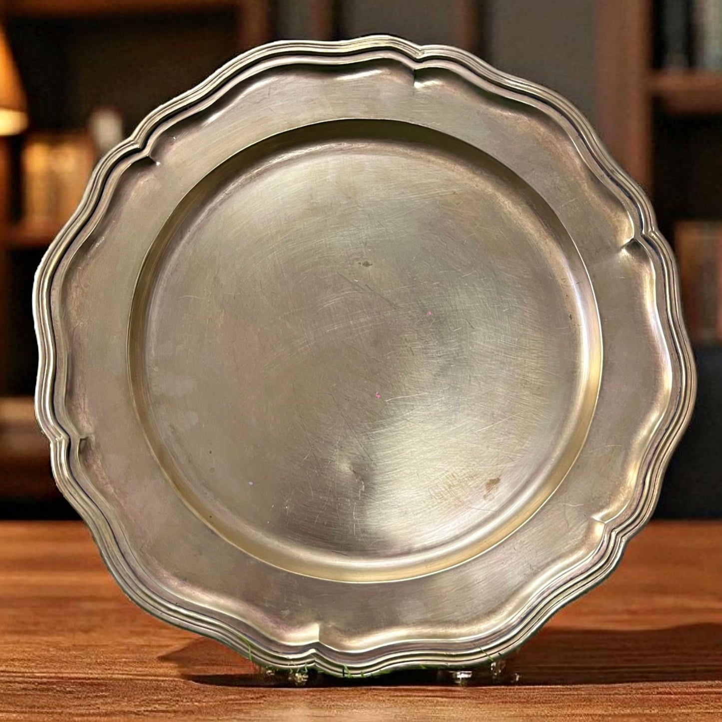 Antique Brass Big Plate | Traditional Brass Round Plate for Serving & Styling