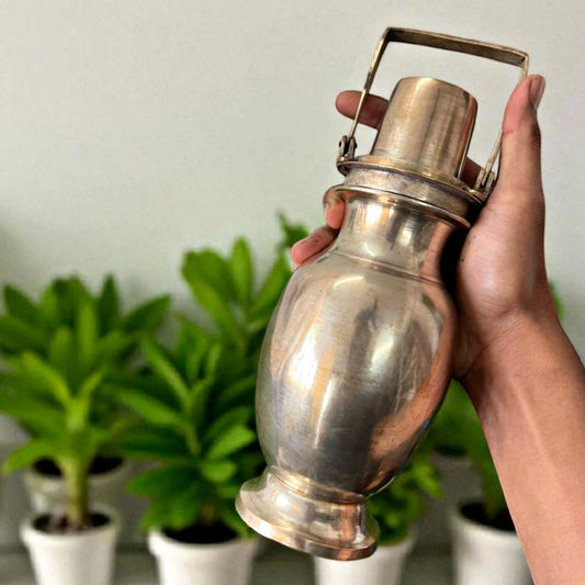 1979 Antique Brass Water Bottle | Traditional Indian Utility & Décor
