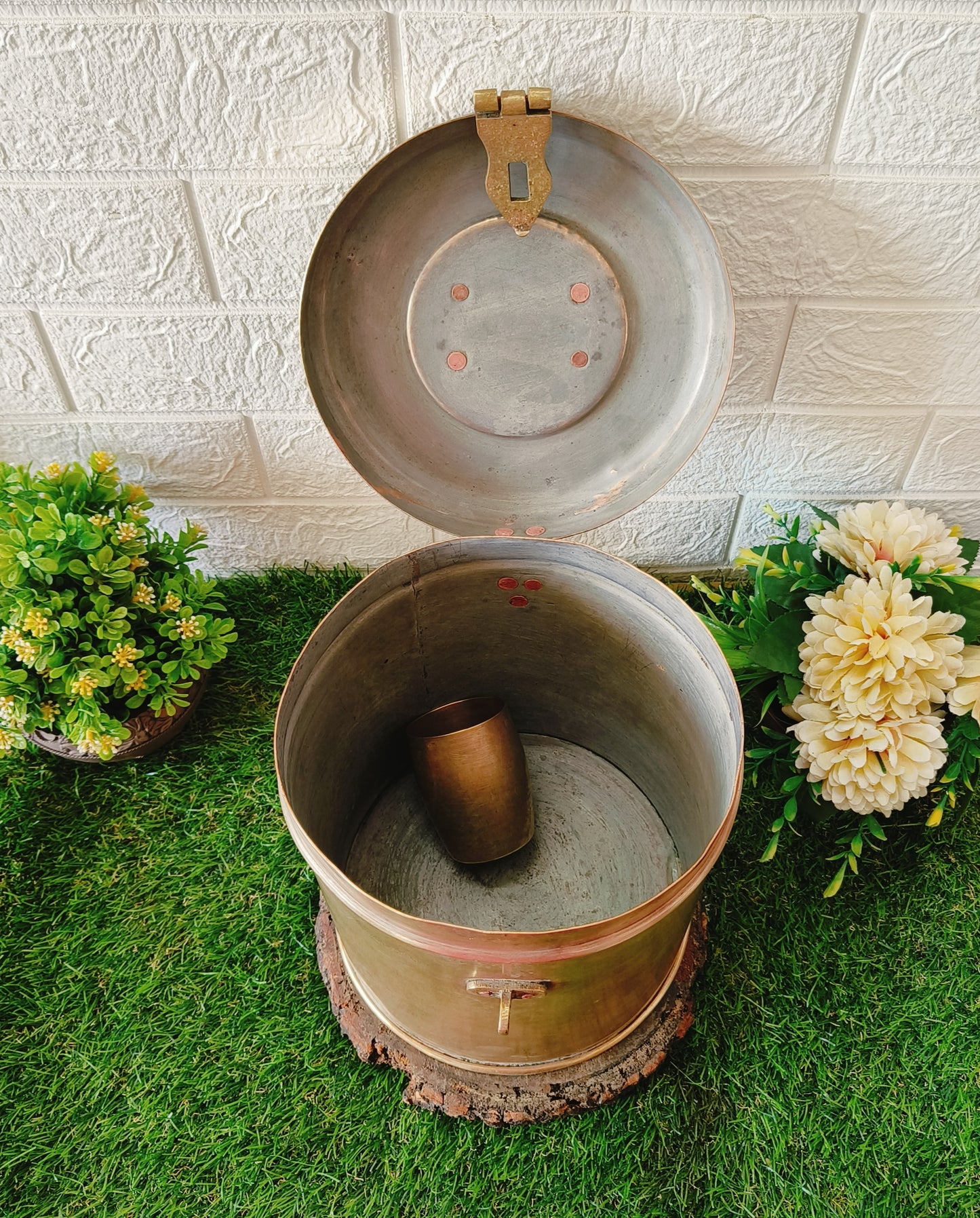 Antique Brass Storage Box | Pital Kadi Dabba | Traditional Utensil
