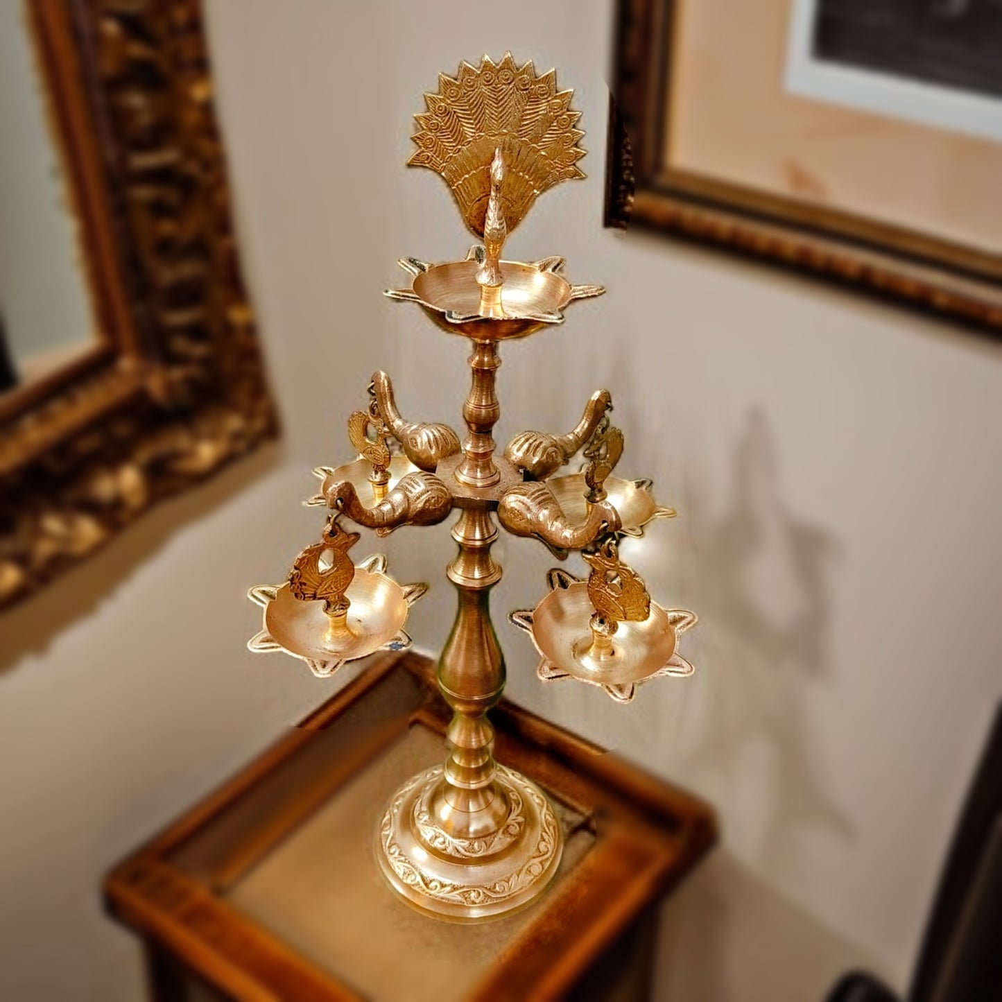 Antique Brass Peacock Diya | Traditional Charm | Home Decor
