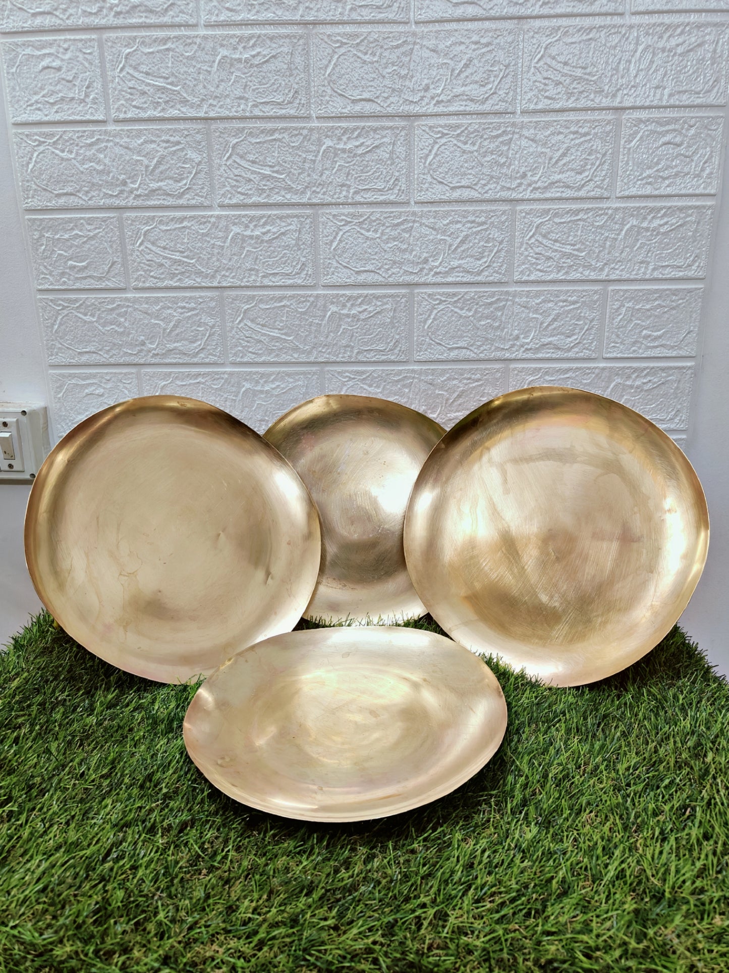 Antique Brass Dinner Plate Set of 4 - Bombay Antiques
